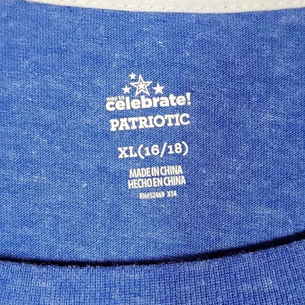 Way To Celebrate Blue T-Shirt Graphic USA Cat w/Sunglasses Size Xl - Picture 5 of 7